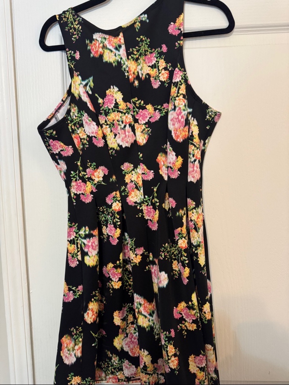 Candie's Black Mini Dress with Pink and Cream Floral Print